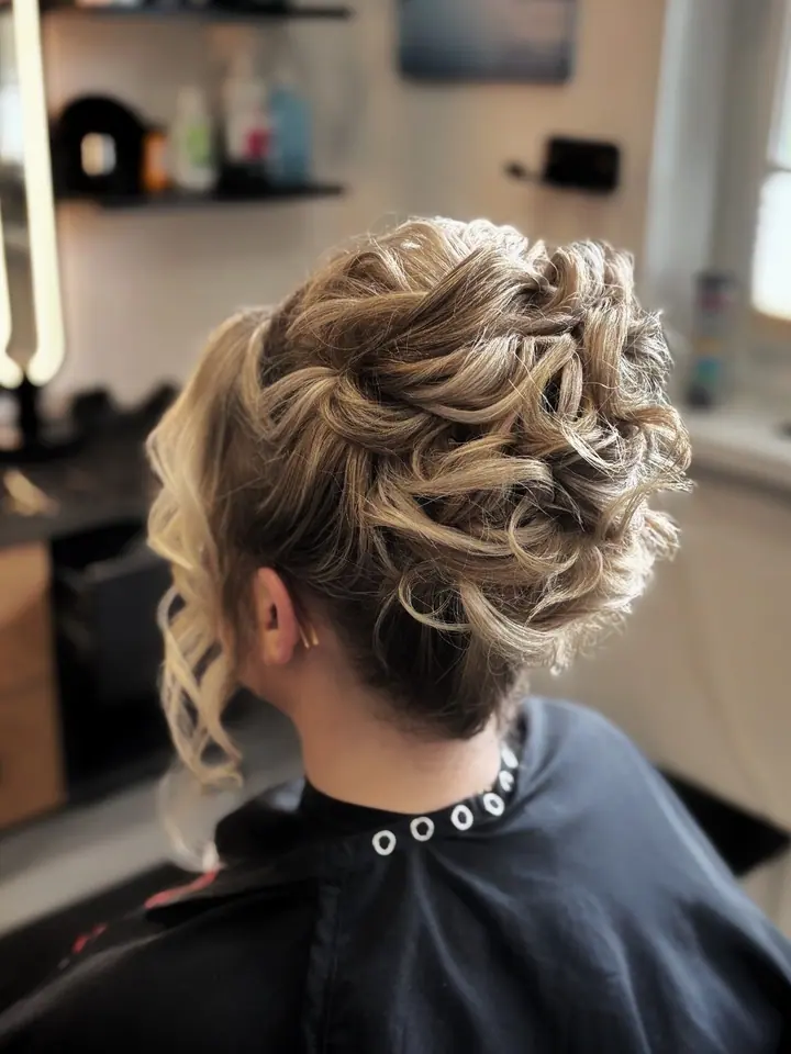 Blond spoločenský účes s kučerami